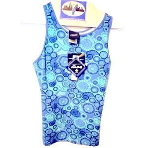 Shades of Blue Spirograph Design Yoga Tank by Athletic Works. NWT.  Size = Large